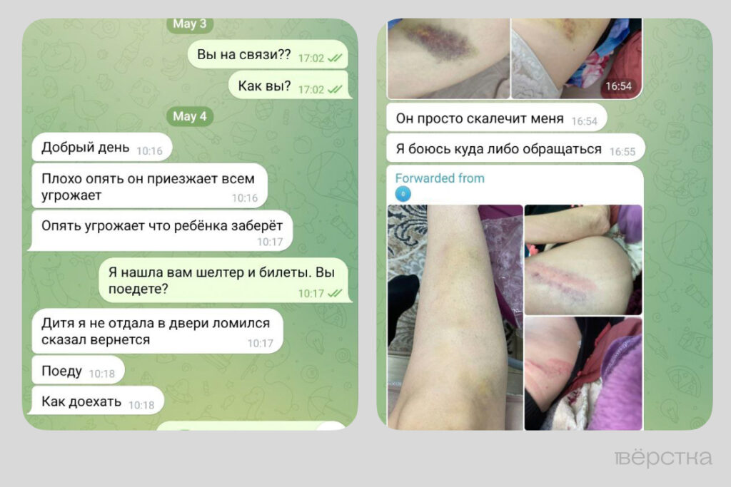 Скриншот переписки координаторки правозащитного проекта «Кавказ без матери» Лидии Михальченко с Марией Смелой незадолго до приезда в шелтер.