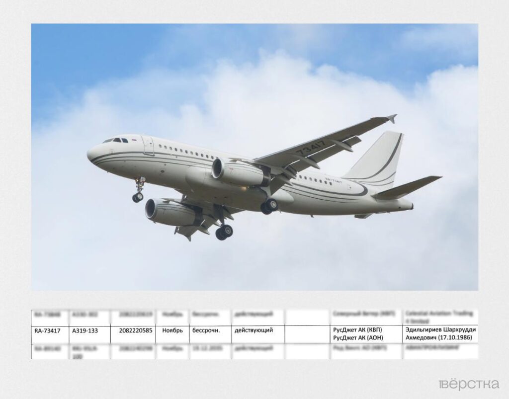 Бизнес-джет Airbus ACJ319 с&nbsp;бортовым номером RA-73417, которым пользуется Рамзан Кадыров и&nbsp;его близкие