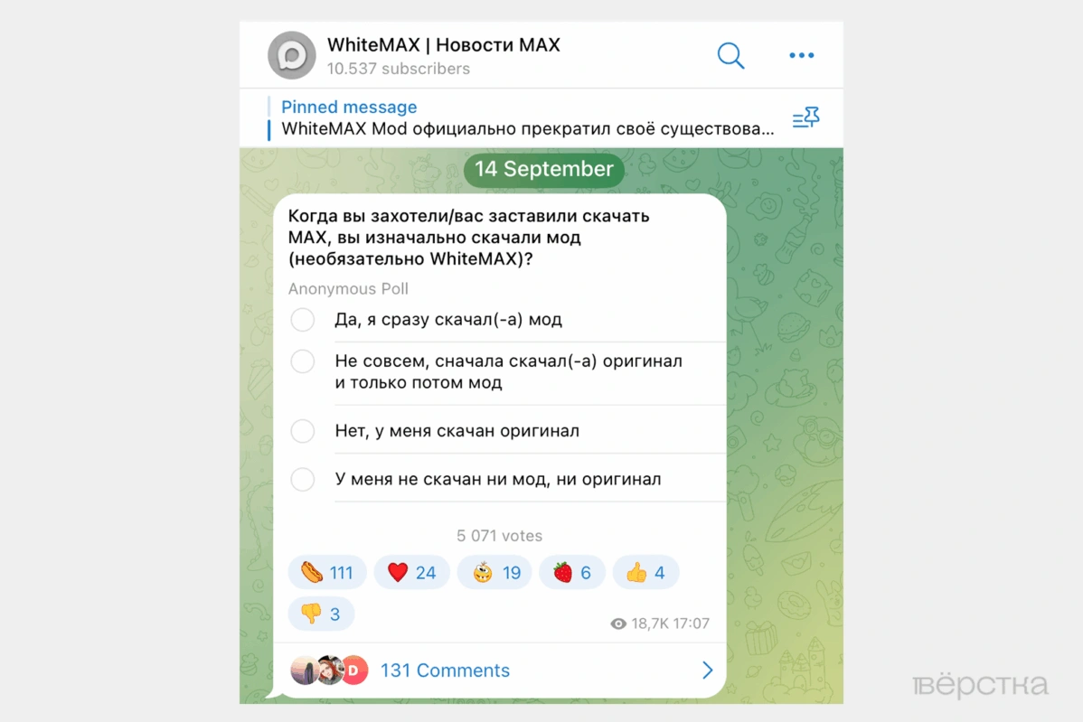 Существуют как минимум три мода, которые ограничивают функционал мессенджера MAX: reMax, WhiteMax и «Зеленый Макс»