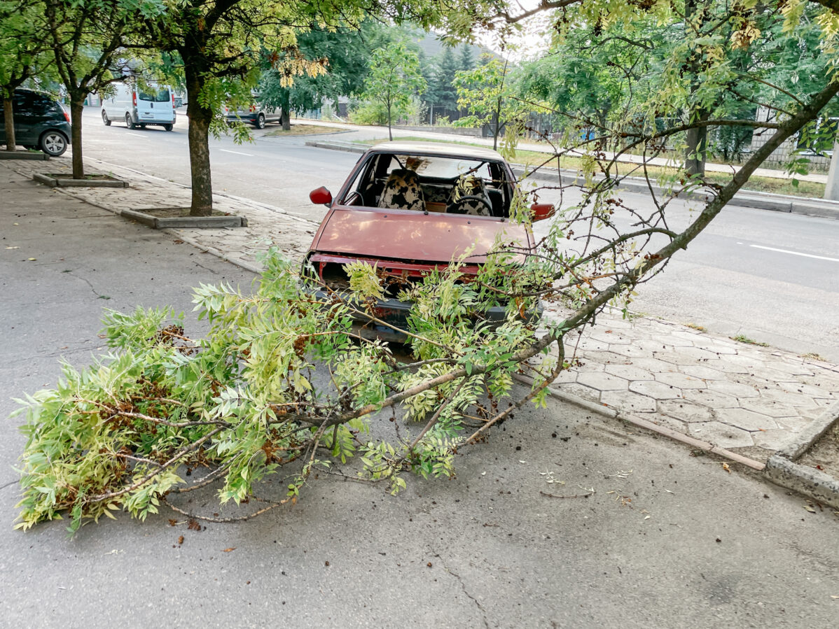 Брошенный автомобиль на&nbsp;улице в&nbsp;Донецке