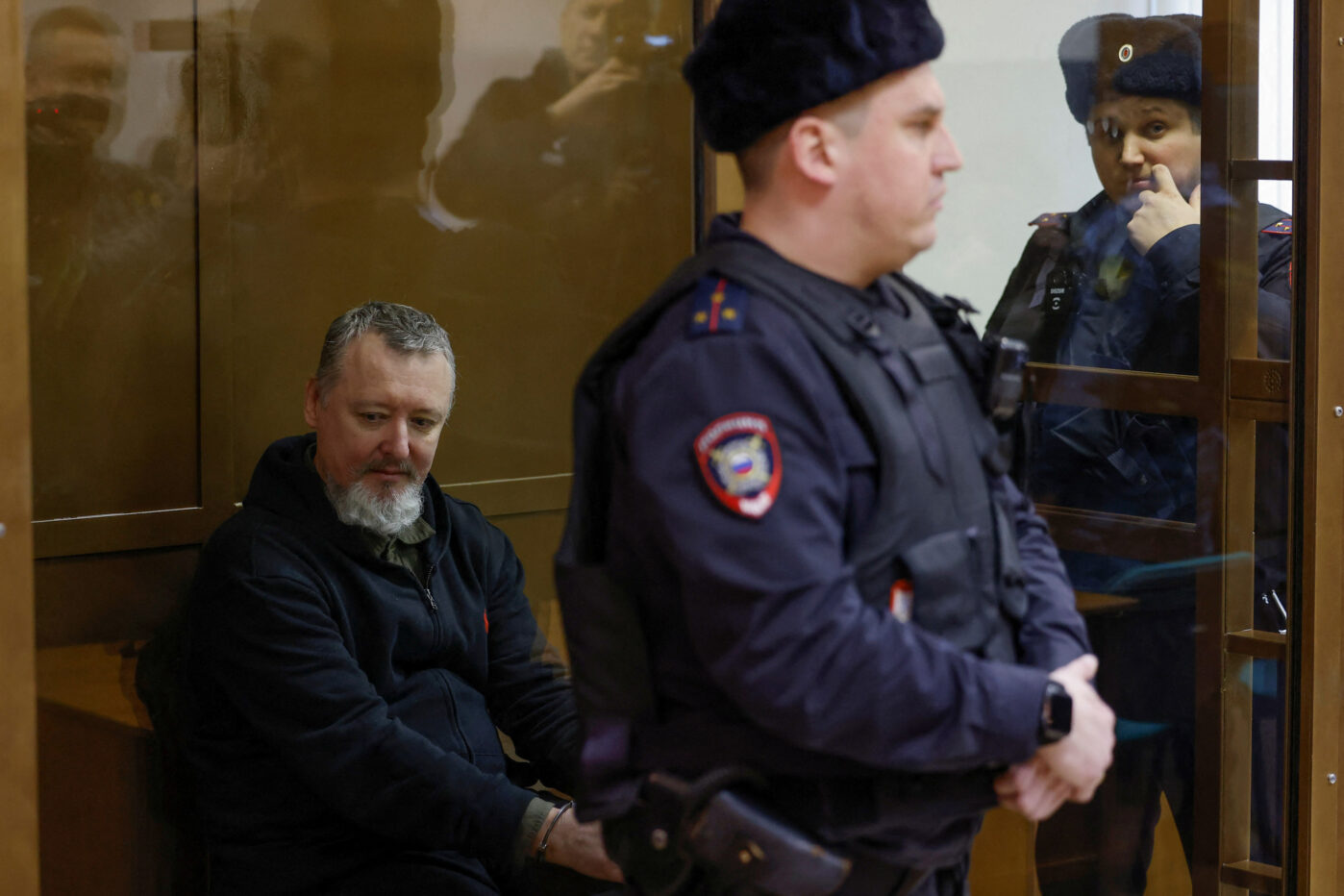 Игорь Гиркин (Стрелков), обвиняемый в подстрекательстве к экстремистской деятельности, во время судебного заседания в Москве